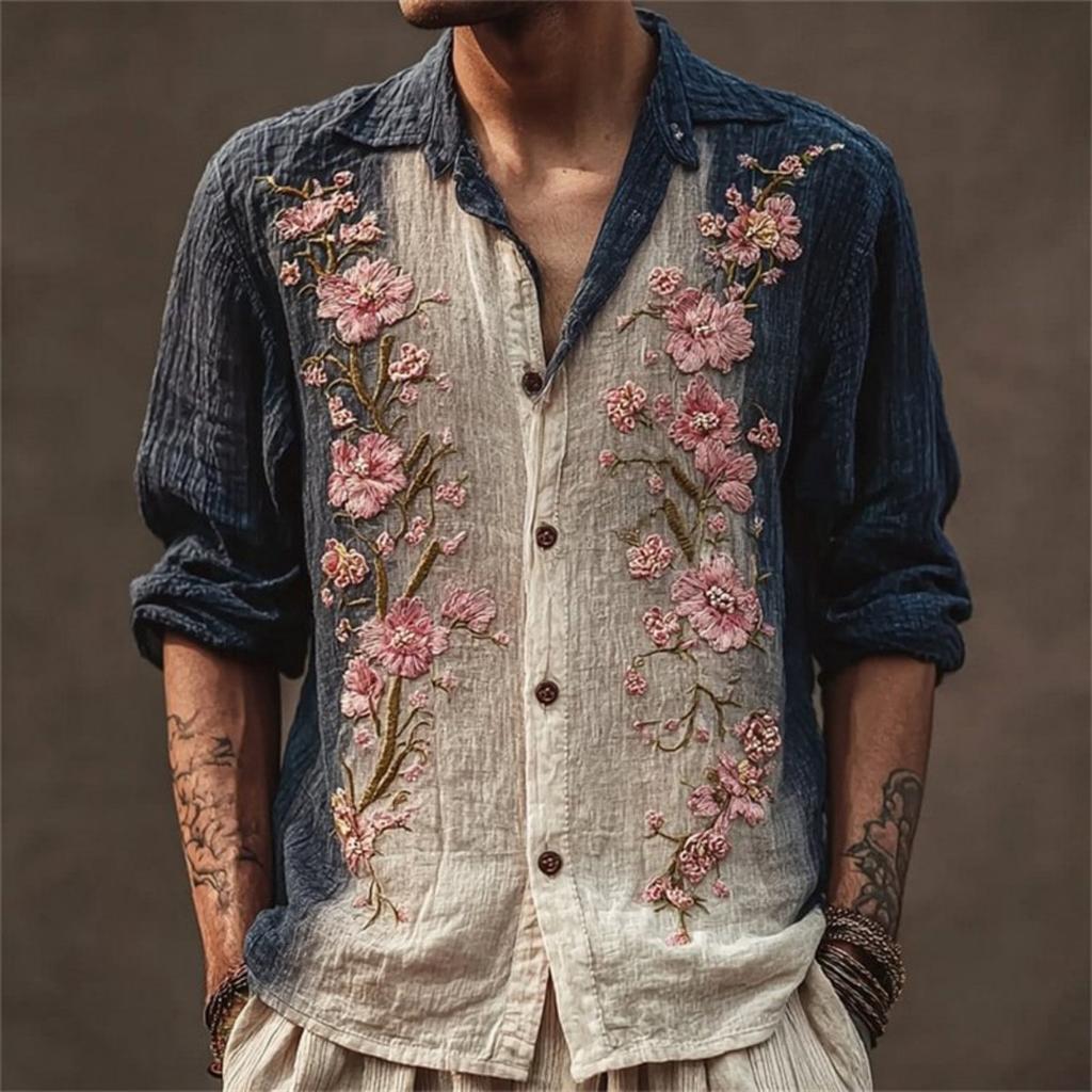Fashion essential! Abstract print long-sleeve shirt, stylish casual wear for men