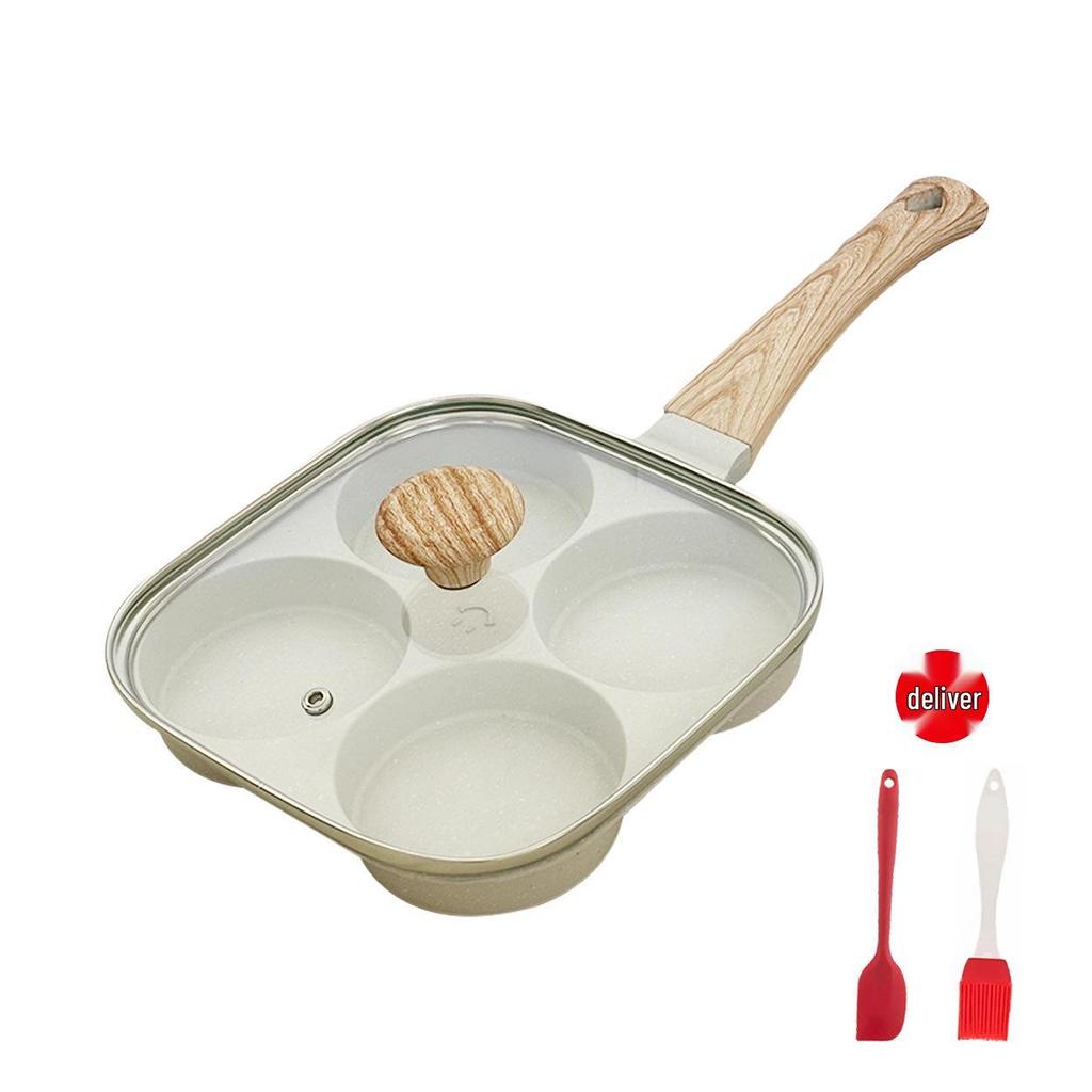 Maifan Stone Non-Stick Four-Hole Egg Pan with Lid