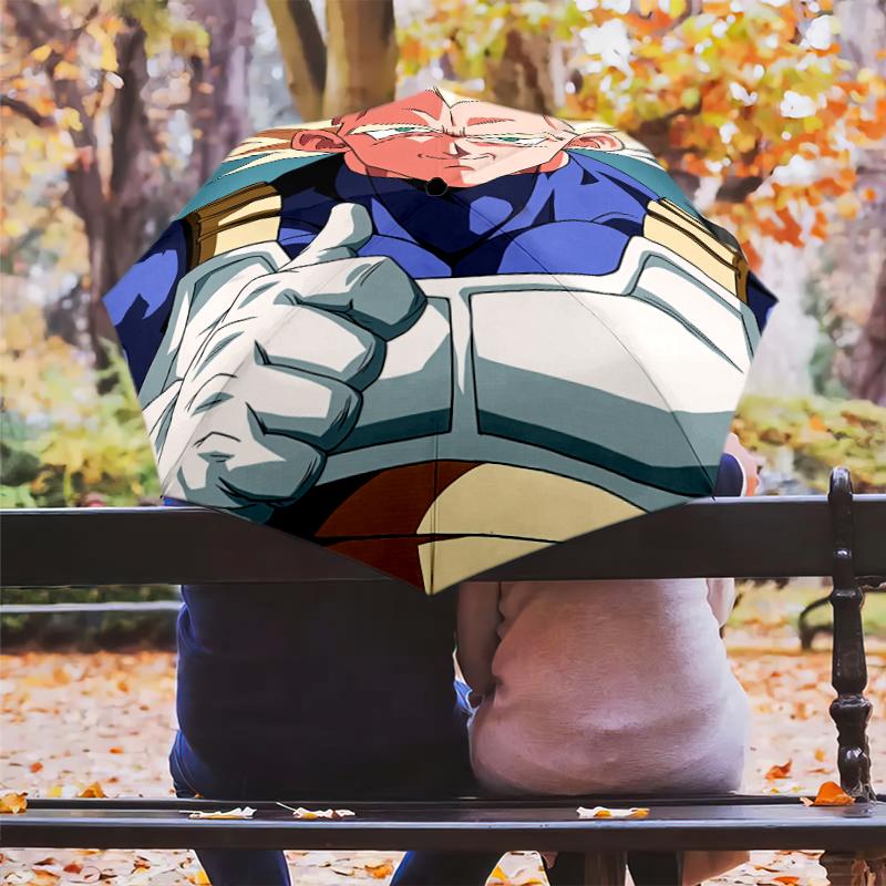 Vegeta Dragon Ball pattern, automatic folding umbrella, portable and foldable design, 8 ribs, a Christmas or birthday gift.