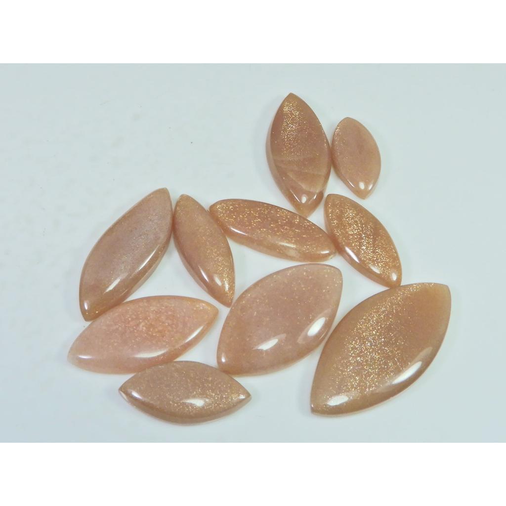 165Cts.Natural Peach Moonstone Marquise Cabachon Loose Gemstone 10 Pcs Lot C-2737