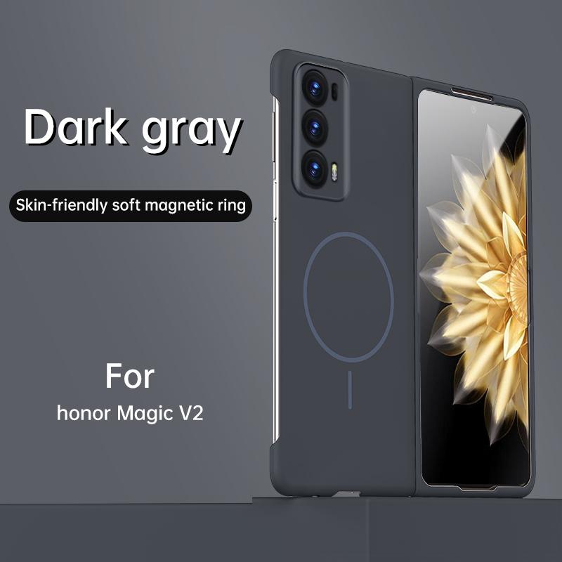 Cienka Matowa Skóra Do Magnetycznego Etui Dla Honor Magic V2 MagicV2 5G Bezprzewodowe Ładowanie Twardy Tylny Pokrowiec Capa