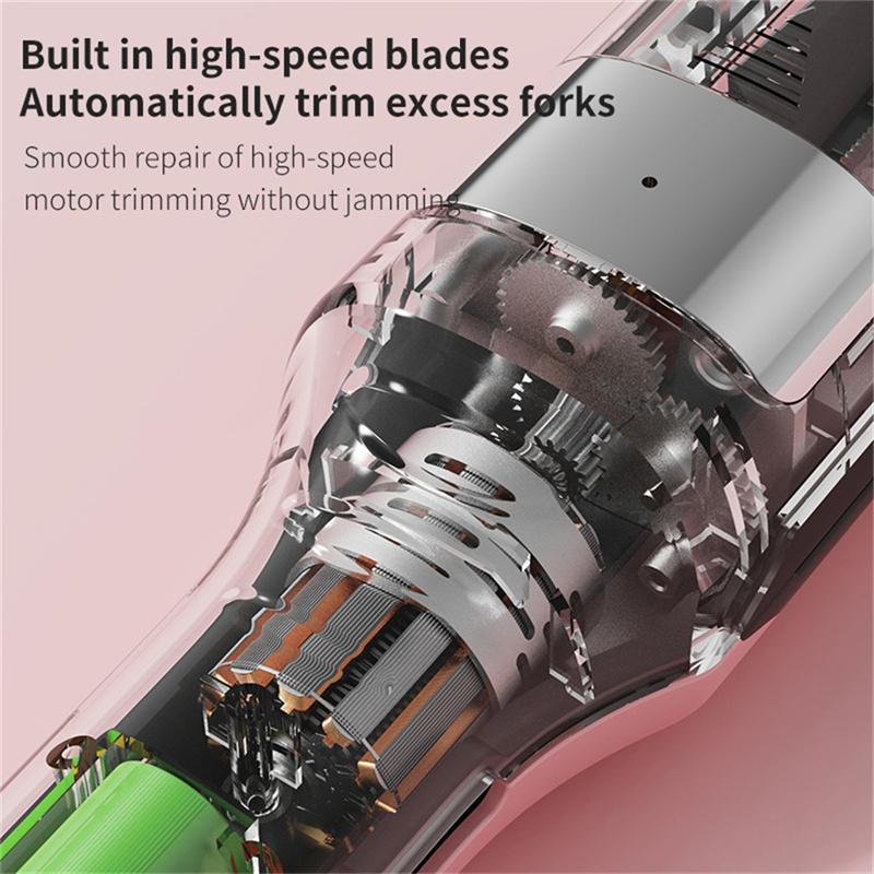 Hårtoppstrimmer Split Remover Torr Skadat Skört Professionell Automatisk Trimma Split för Kvinnor Sladdlös Hårklippningsmaskin