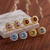 Multi-Color Treasure Earrings S925 Sterling Silver Natural Topaz Peridot Garnet Flower Stud Earrings Women