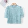 ZANZEA Women Casual Round Neck 3/4 Sleeve Lace Patchwork Blouse