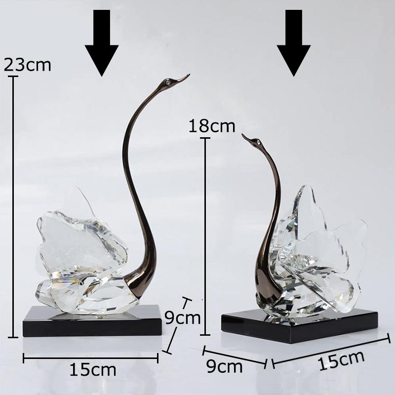Transparent Crystal Swan Ornaments Creative Artwork Desk Decoration Gold-plated Swan Sculpture Modern Home Decor Accessories