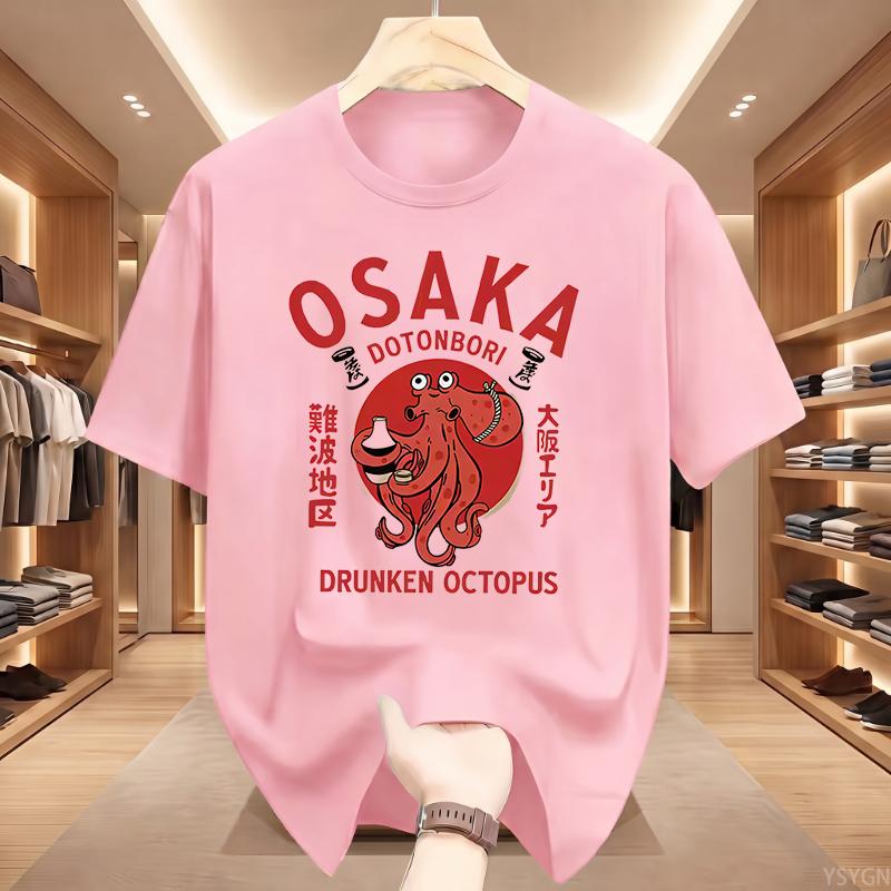 Osaka Dotonbori Drunken Octopus Graphic T Shirts Japanese Style Street Food Lover Tshirt Cotton Vintage Short Sleeve Tees