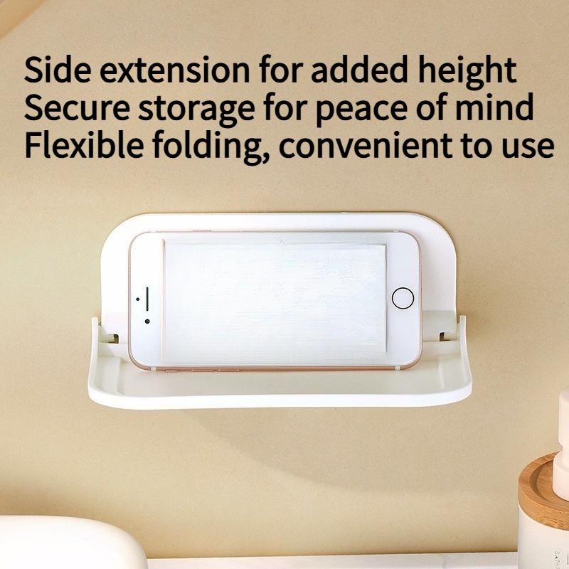 1PC Storage Folding Rack Bedside Toilet Storage Mobile Phone Set-top Box No Punching Bathroom Wall Hanging