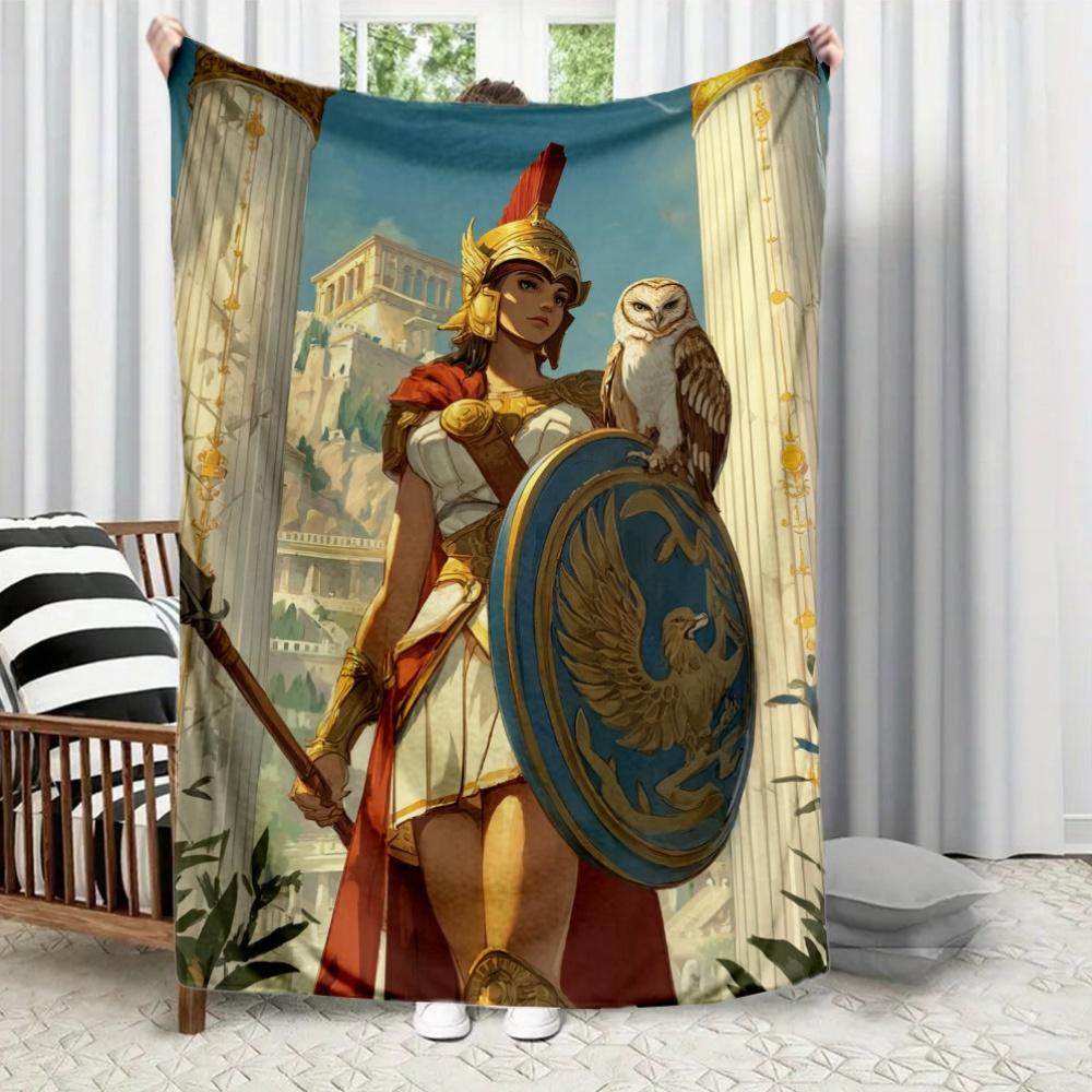 

Design by ancient Greek soldiers Flannel printed blanket suitable for all seasons suitable for living room office sofa travel 75x100cm