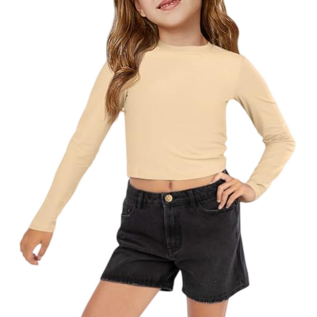 Dětské zkrácené topy Dívčí trička s dlouhým rukávem Módní top