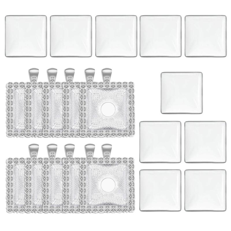 

10pcs/set Pendant Settings Rhinestone Cabochon Base Jewelry Making Alloy Tray Findings for DIY Photo Frame Necklace 1