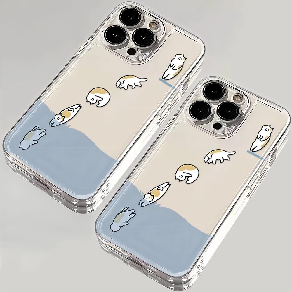 Cute Orange Cat Pinch Cheek Pattern Phone Case for iPhone 17 16 15 14 13 12 11 16E Series Pro Max Plus Double Layer Protection