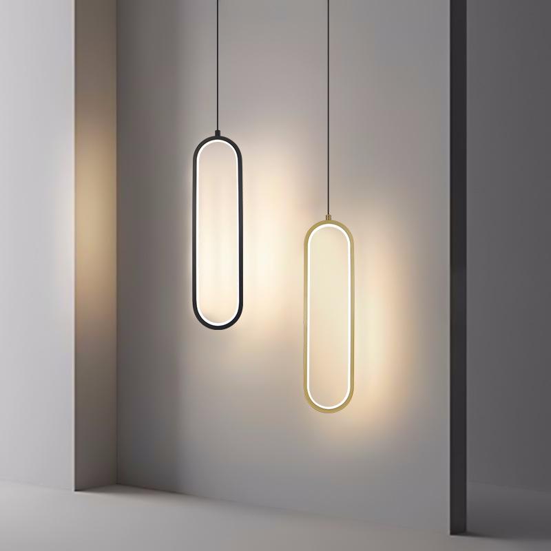 

Modern Nordic Minimalist Pendant Light for Bedroom, Living Room, and Bar Counter Oval 33cm; Single; Black; LED; Warm White
