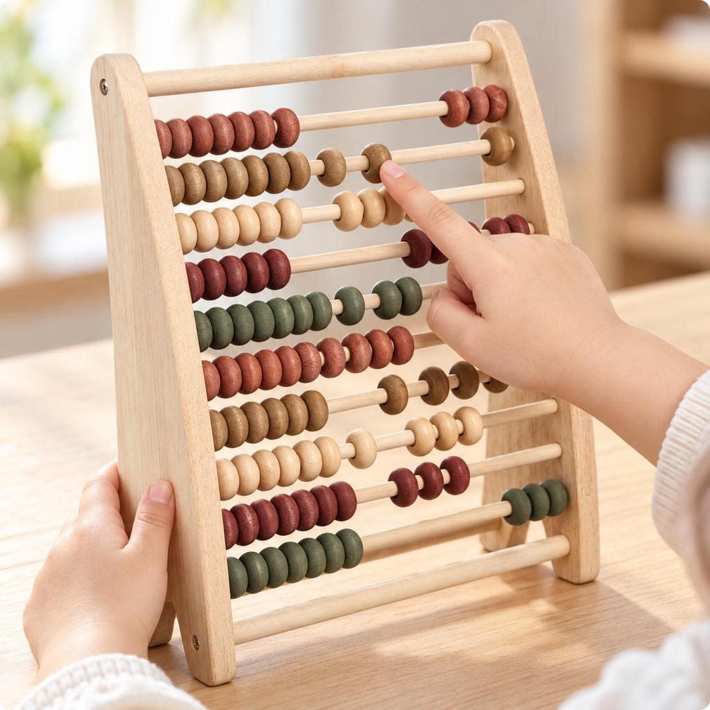 Freestanding Abacus with Wooden Beads Smooth Edges Sturdy RekenrekStyle Counting Tool