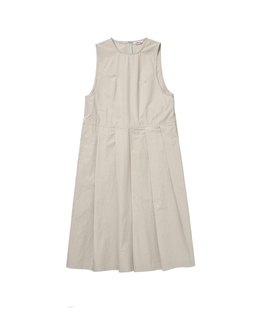 Cotton Bell Pleated Skirt Dress - Gray