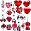 New Red Strawberry, Cherry, Maple Leaf, Apple, Safety Talisman Charms Beads DIY Women Jewelry Gift Beads Fit Bracelets