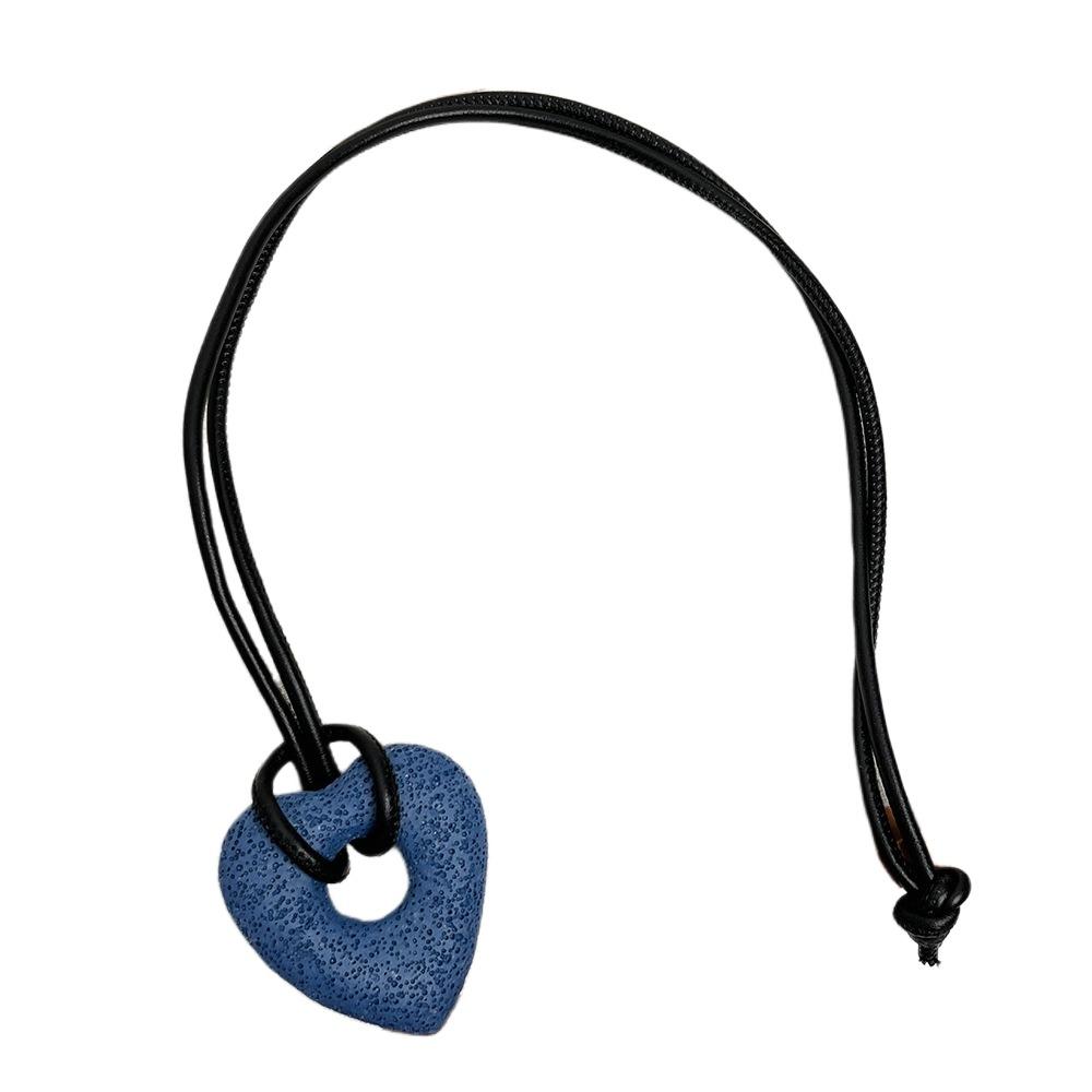Ins Volcanic Stone Heart Necklace Elegant Personalized Sweater Chain  Sweater Decor