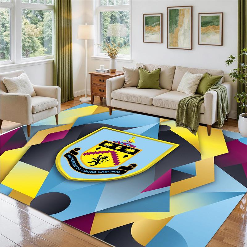 Burnley Football Design Crystal Velvet Rug Soft Decorative Mat for Bedroom Entrance