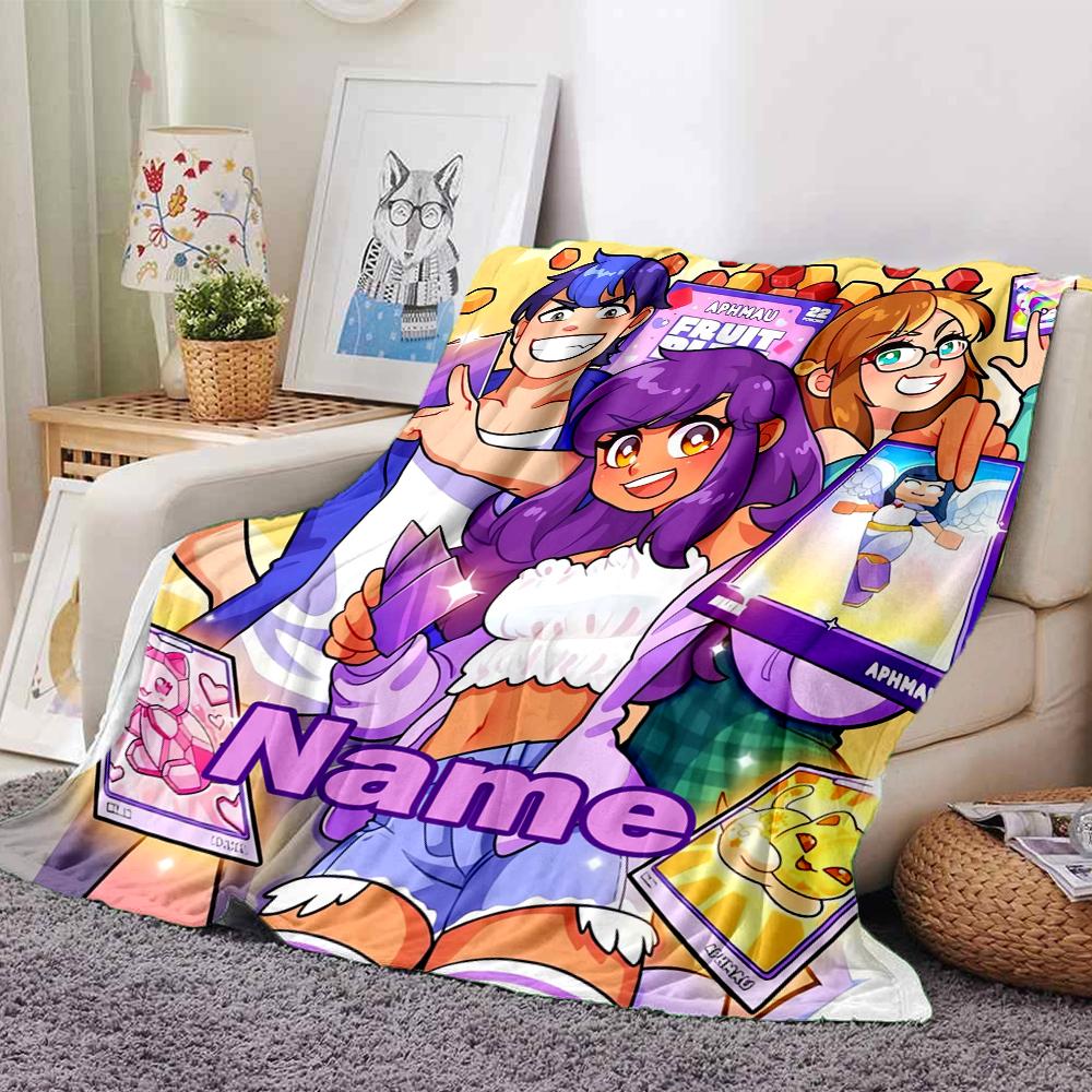 Coperta Stampata a Tema Aphmau con Nome Personalizzato - Perfetta per Divano, Letto, Viaggi e Uso Esterno | Lavabile in Lavatrice, Accogliente e Resistente.