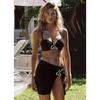 New women's sexy fashionable simple solid color irregular gold decorated three-piece bikini set
