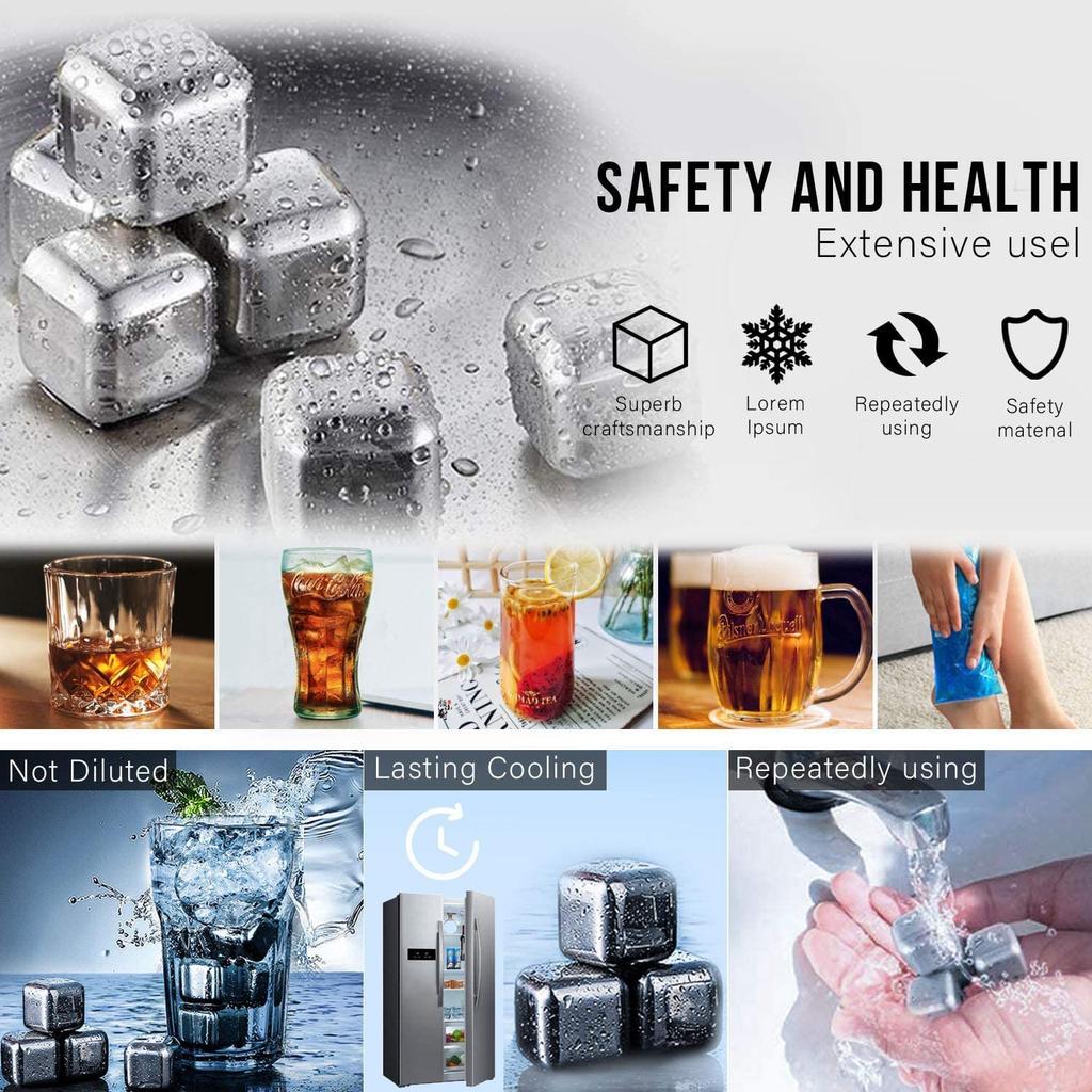 Stainless Steel Ice Cubes Set Food Grade Reusable Quick Freezing Ice For Cubes Juice Beer Wine Whisky Cooler Rocks Bar Tool