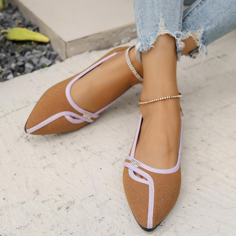 Large size single shoes women's autumn new shallow pointed flat-soled beanie shoes