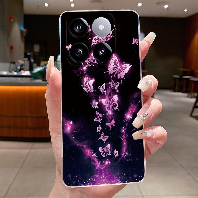 For Xiaomi 14T / Xiaomi 14T Pro Case Clear Luxury Fashion Butterfly Flower Soft TPU Silicone Casing Cover Transparent Phone Case