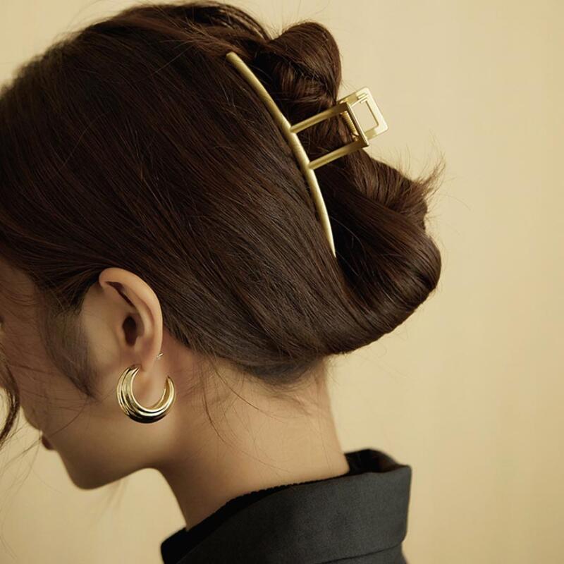Simple Long King Gold Metal Big Size Clip Hair Pin gold