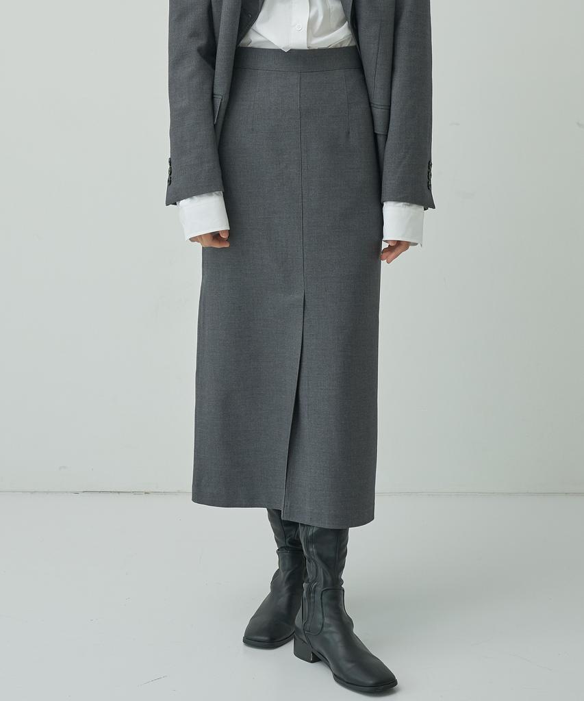 Mot Autumn Wool Basic Slit Skirt - Gray