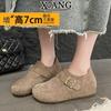 cm inner height increase small women's shoes leather all-inclusive women's one-pedal casual Doudou single shoes