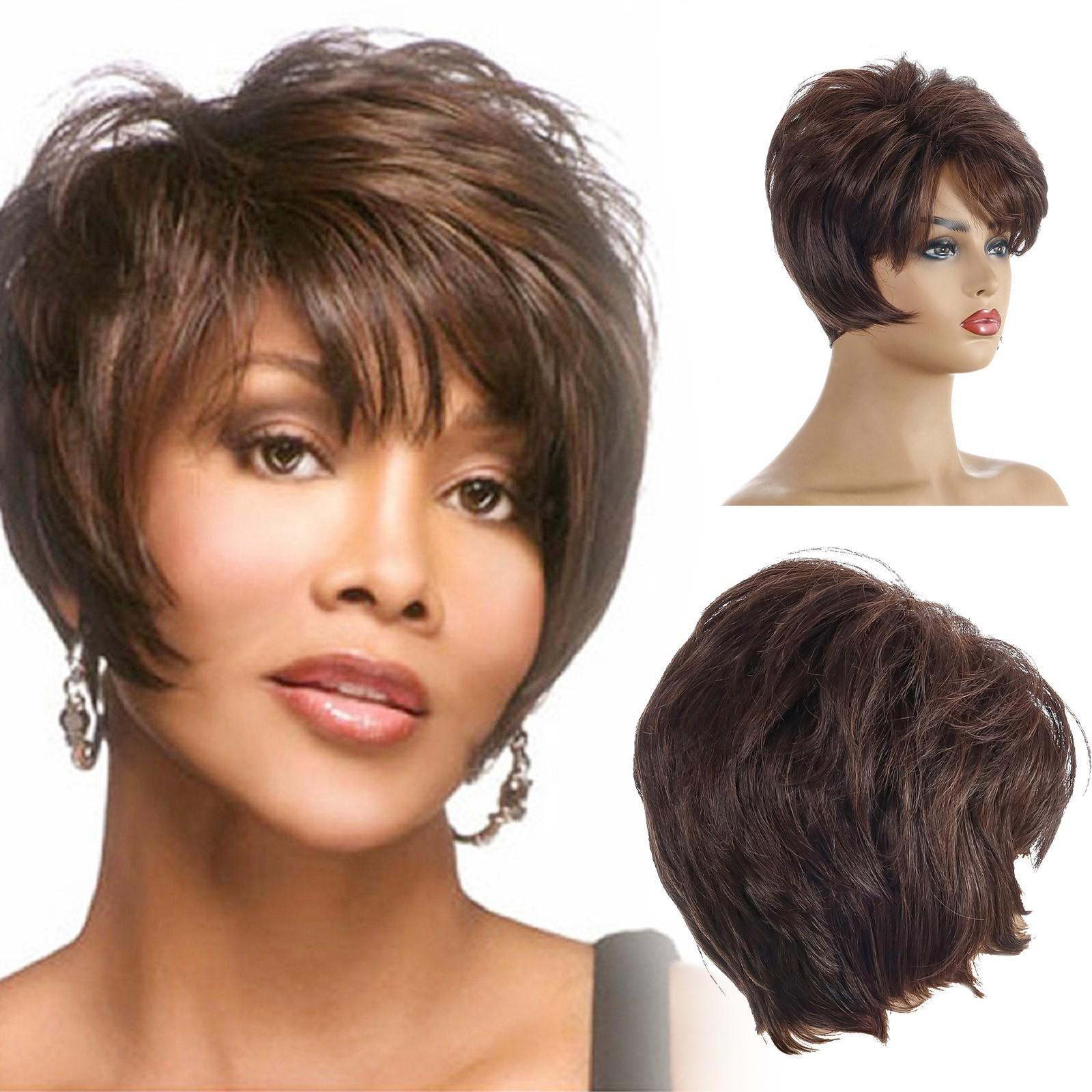 Women Dark Brown Short Curly Anime Wigs Brazilian Short Wavy Curly Parting High Temperature Fiber Wig Hair Short Curly Wig With (Brown,One Size) коричневый