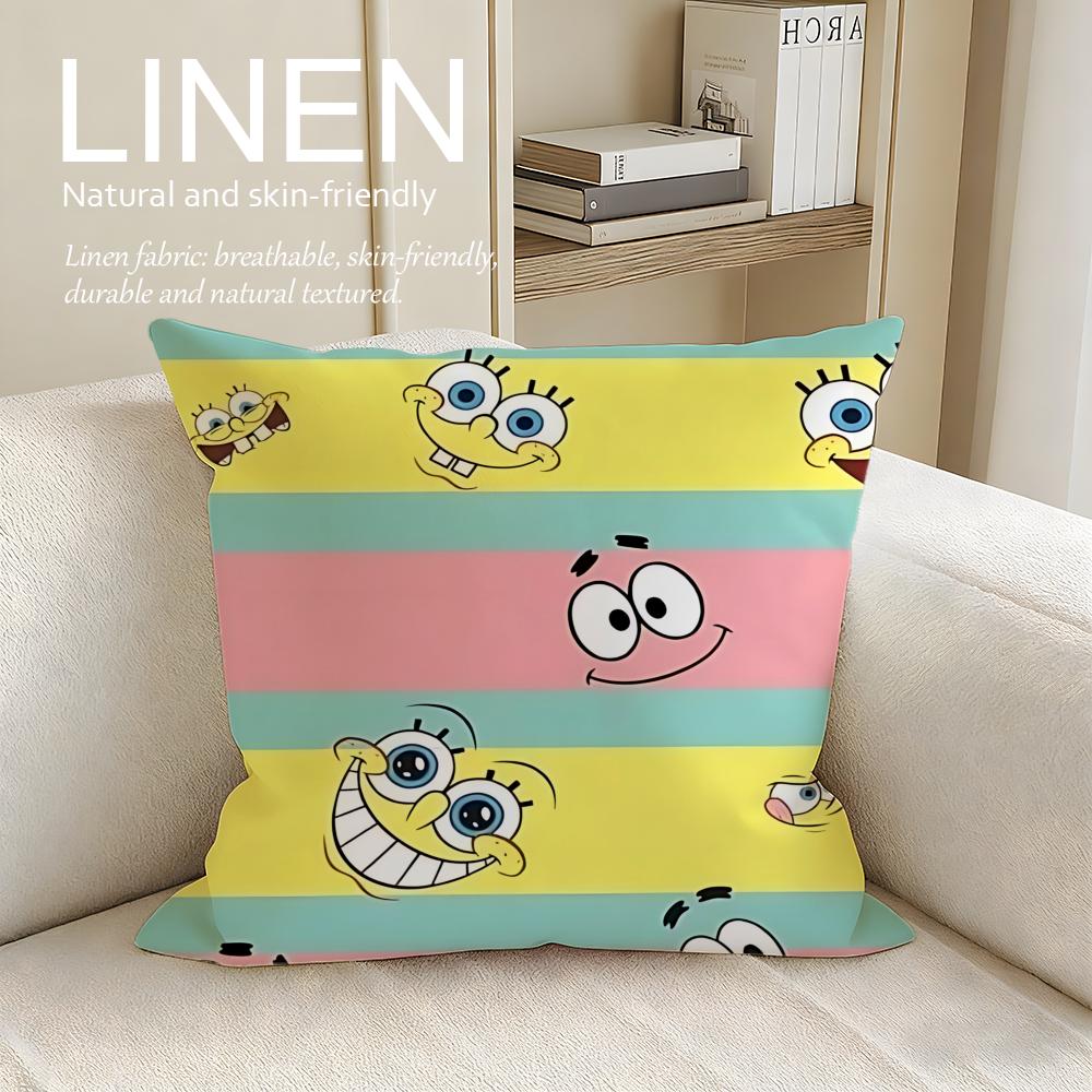 Cute Yellow Sponge Guy Cushion Cover Pillowcase Set Pcs x x Breathable Washable Sofa Cushion Cover