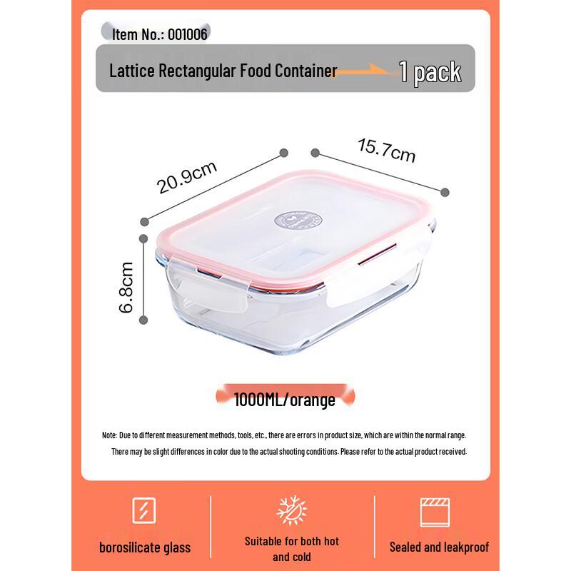 Chahua 1000ml Rectangular Glass Food Storage Container