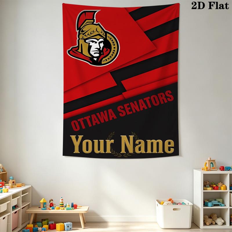 Name Custom Ottawa Senators Wall Tapestry Aesthetic Wall Hanging Printed Fabric Blanket Decorative Tapestries for Bedroom Living Room Home Decor