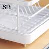 Carbon Steel Dish Storage Rack Drying Large Capacity Non-Slip Design Stable Auto-Drain Easy to Install Space-Saving Kitchen Counter with Cutlery