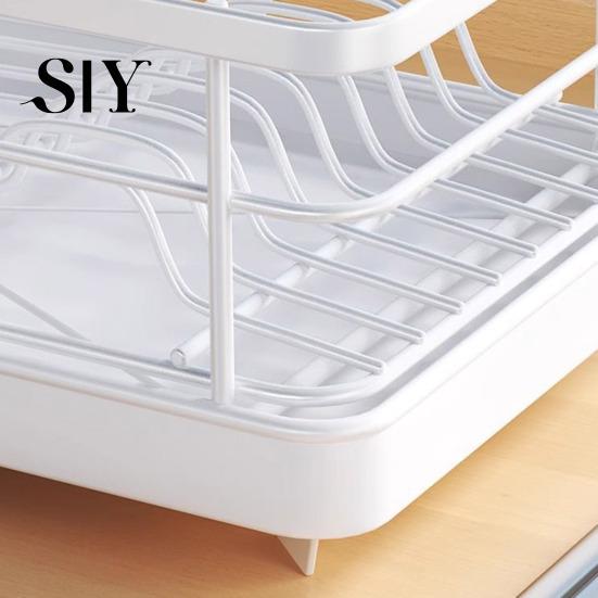 Carbon Steel Dish Storage Rack Drying Large Capacity Non-Slip Design Stable Auto-Drain Easy to Install Space-Saving Kitchen Counter with Cutlery