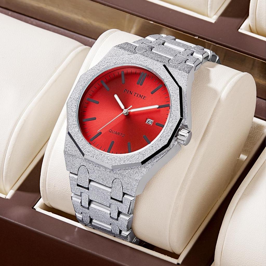 Fashion Men's Quartz Wristwatch - Frosted Stainless Steel Band, Multiple Color Dials, Casual & Business Watch