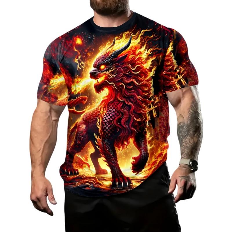 Men's Fashion T-Shirt Summer Hot Item Cool and Stylish 3D Printed with Dragon Pattern Street Trend Daily Casual Sports Style