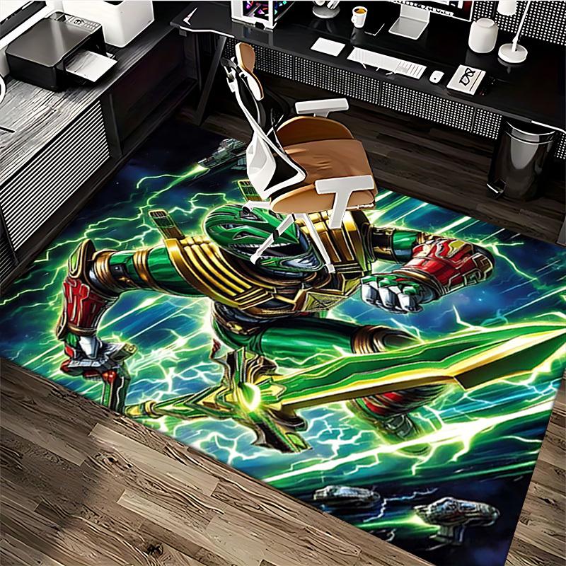 1pc Power Rangers Green Ranger Anime Cartoon Design Office Chair Mat Non-Slip Carpet for Home Decor, Suitable for All Seasons, Ideal Gift for Fans.Y09