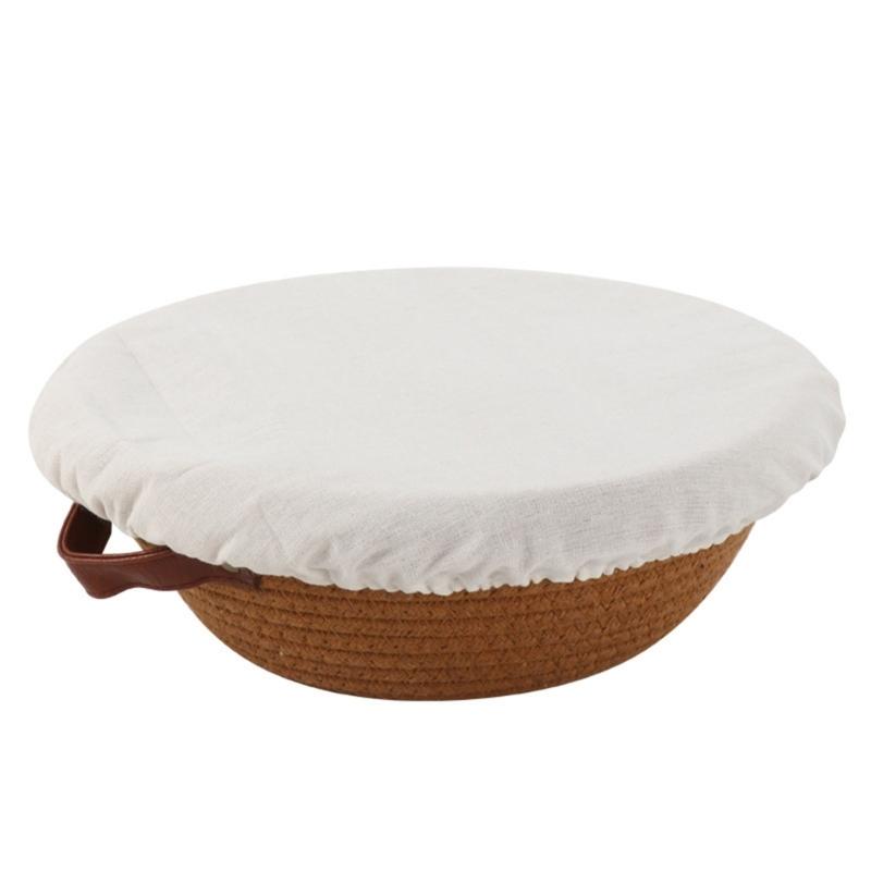 Cotton Bread Bowl Covers Set of 4 Washable Sturdy Linen Fabric Lid for Sourdough Proofing and Kitchen Storage