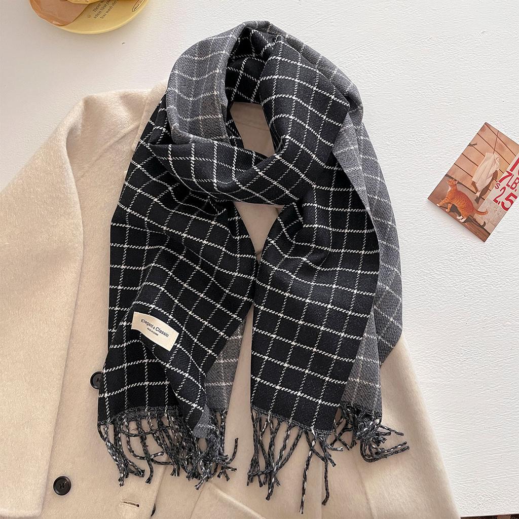 Autumn and winter new versatile couple plaid scarf women's imitation cashmere thickened warm scarf shawl