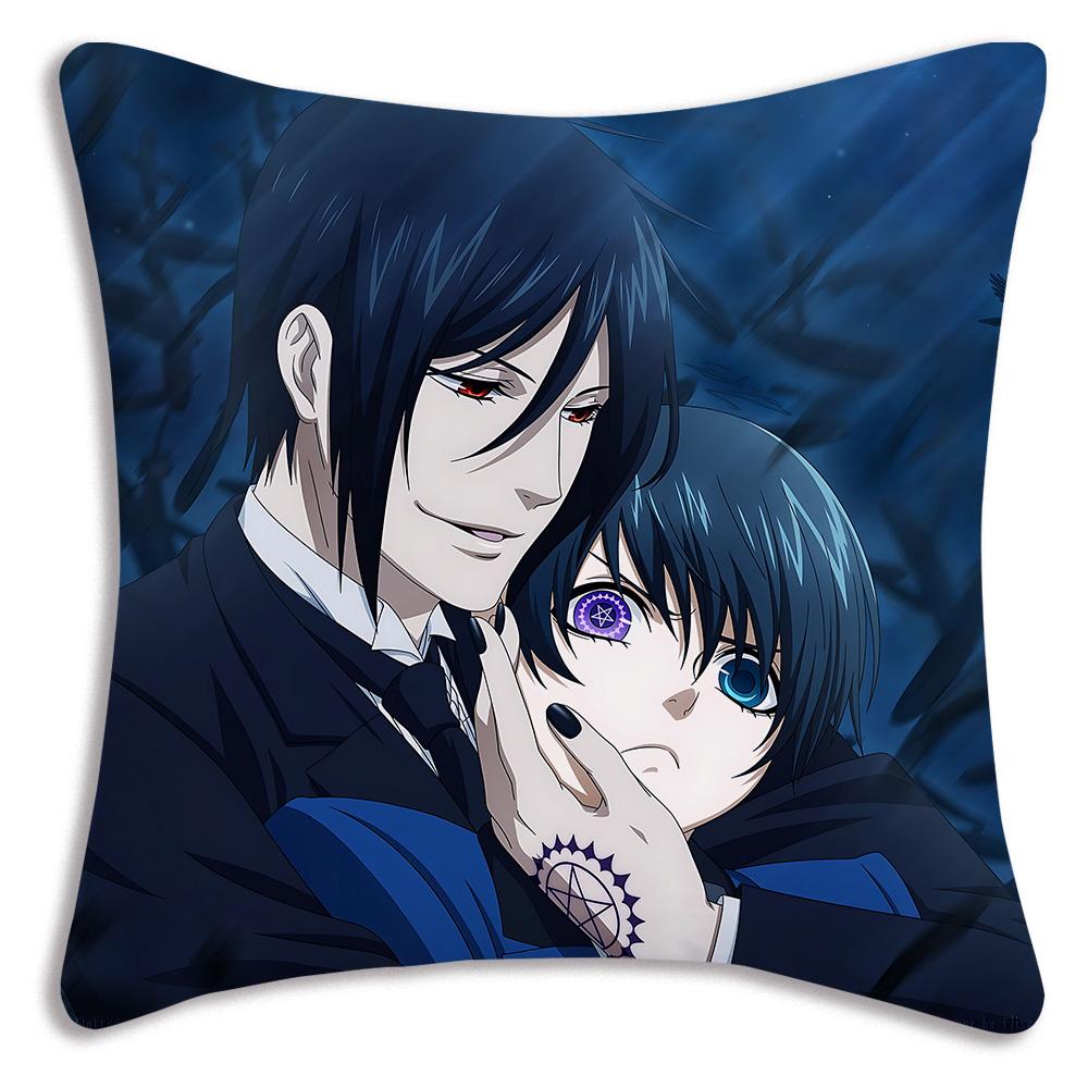 Anime Manga Black Butler Pillow Covers Cartoon Sofa Decorative Home Double-Sided Printing Short Plush Cute Cushion Cover