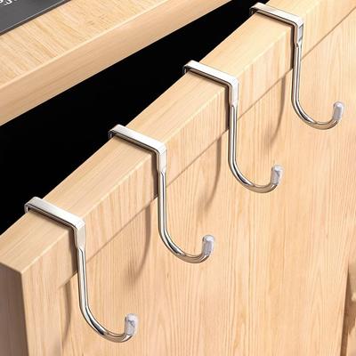 Stainless Steel Traceless Door Rear Hook Hanger Storage Rack, S-shaped Double Hook Bathroom Door Back Hanger