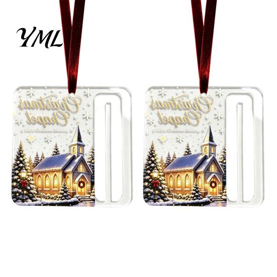 Customizable Holiday Gift Holders 2Pcs Christmas Cash Holder Ornament, Acrylic Money Hanging Decor with Santa Claus Ornaments Snowman Design,