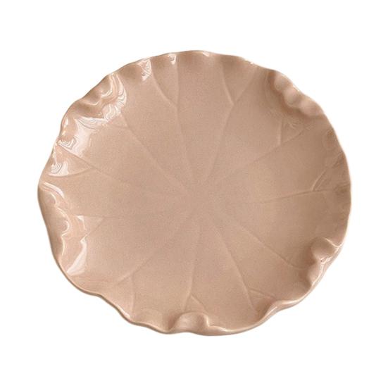 

Ceramic Dessert Plate with Ruffled Edge 6-Inch Creamy Creative Appetizer Dish for Cake Fruit Breakfast Dishwasher Safe Serving Plate for Home Party