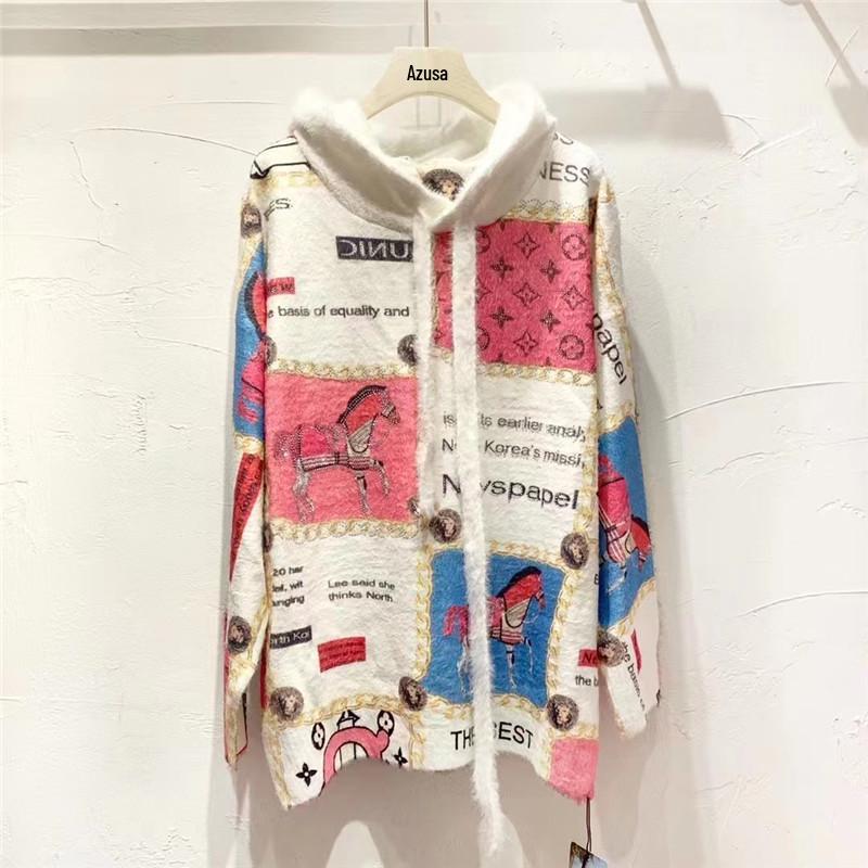 2023 Plus Size Rhinestone Embroidery Mink Velvet Women's Sweater - Sweet Style, Versatile, High-End