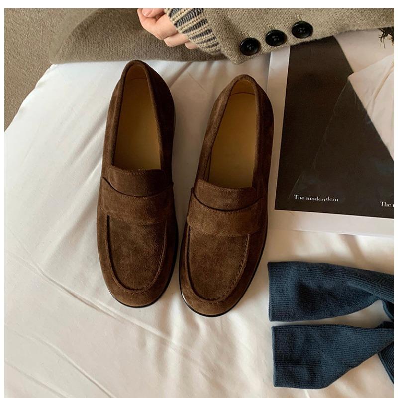 Schafsleder Retro Damen Leder Flachboden Lazy Matt Ein-Pedal Lazy mit Rock Kleine Lederschuhe