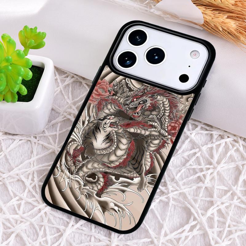 Dragon Tiger Ghost Phone Case for iPhone 17 Air 16 15 11 12 14 13 Pro Max Shockproof Cover