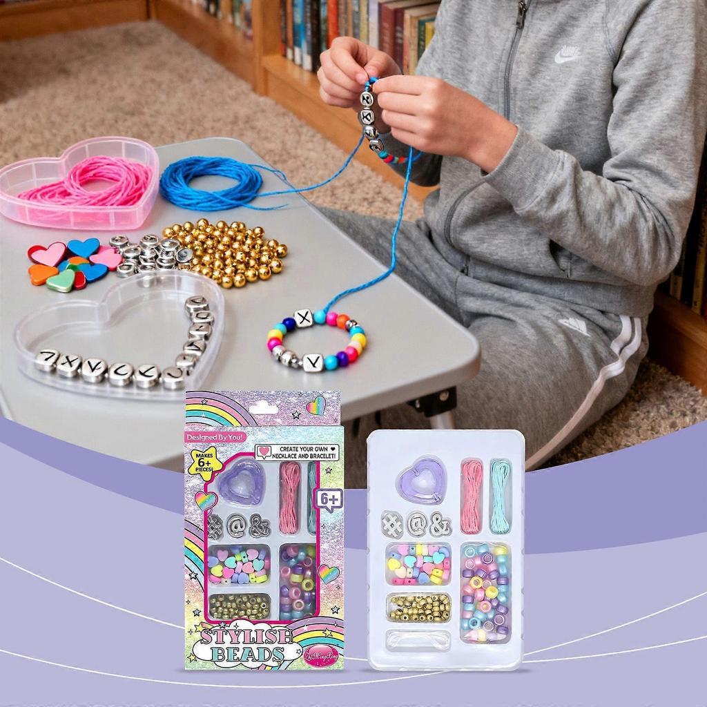 Children's Diy Rainbow Beaded Bracelet Set, Cultivating Skills And Creativity. Rainbow Beaded Bracelet Handicraft Toy