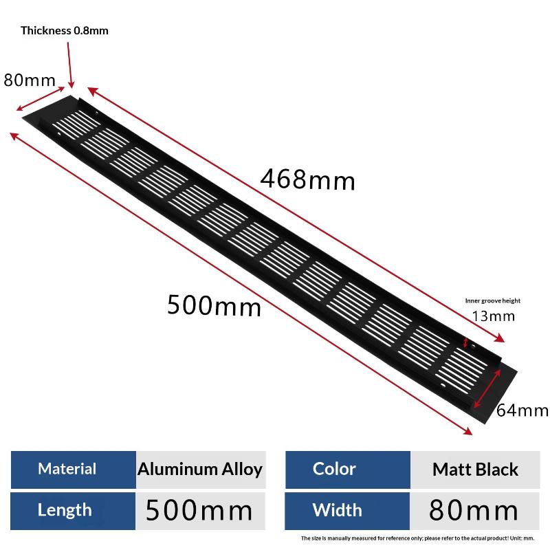 1Pcs Household Air Vent Grille Wall Ventilation Cover Wardrobe Parts 50/60/80mm*150-500mm Aluminum For Cupboard DIY Accessories