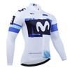 Movistar Herbst Pro Team Radtrikot 19D Trägerhosen-Set MTB Uniform Fahrradbekleidung Schnelltrocknend Fahrradkleidung Herren Langarm Radbekleidung
